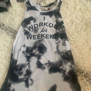Tie Dye White and Black Tank Top